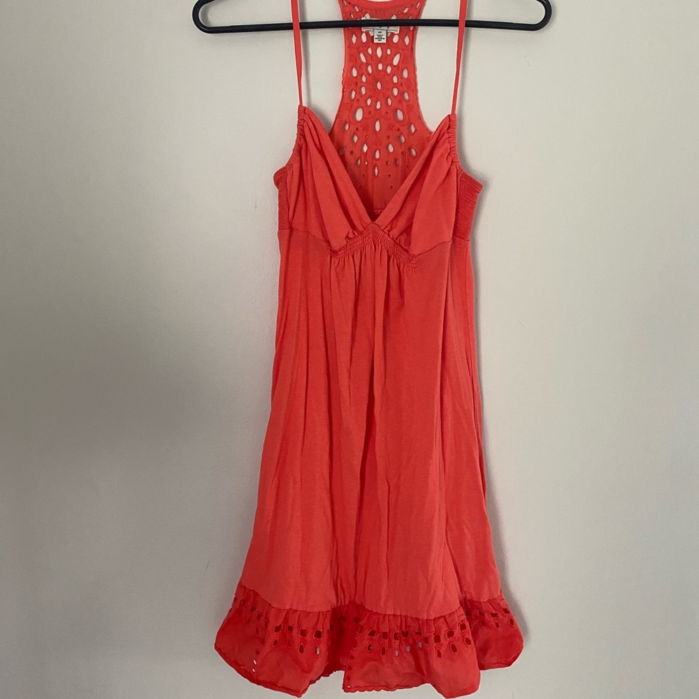 American Eagle Spaghetti Strap Sun Dress Coral Small